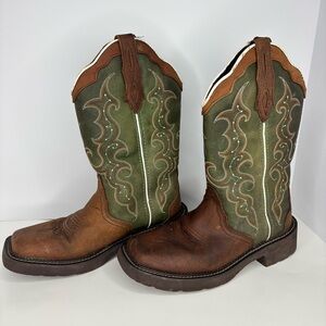 Justin Boots Women's 8.5 Raya Gypsy Western Distressed Brown Leather Square Toe